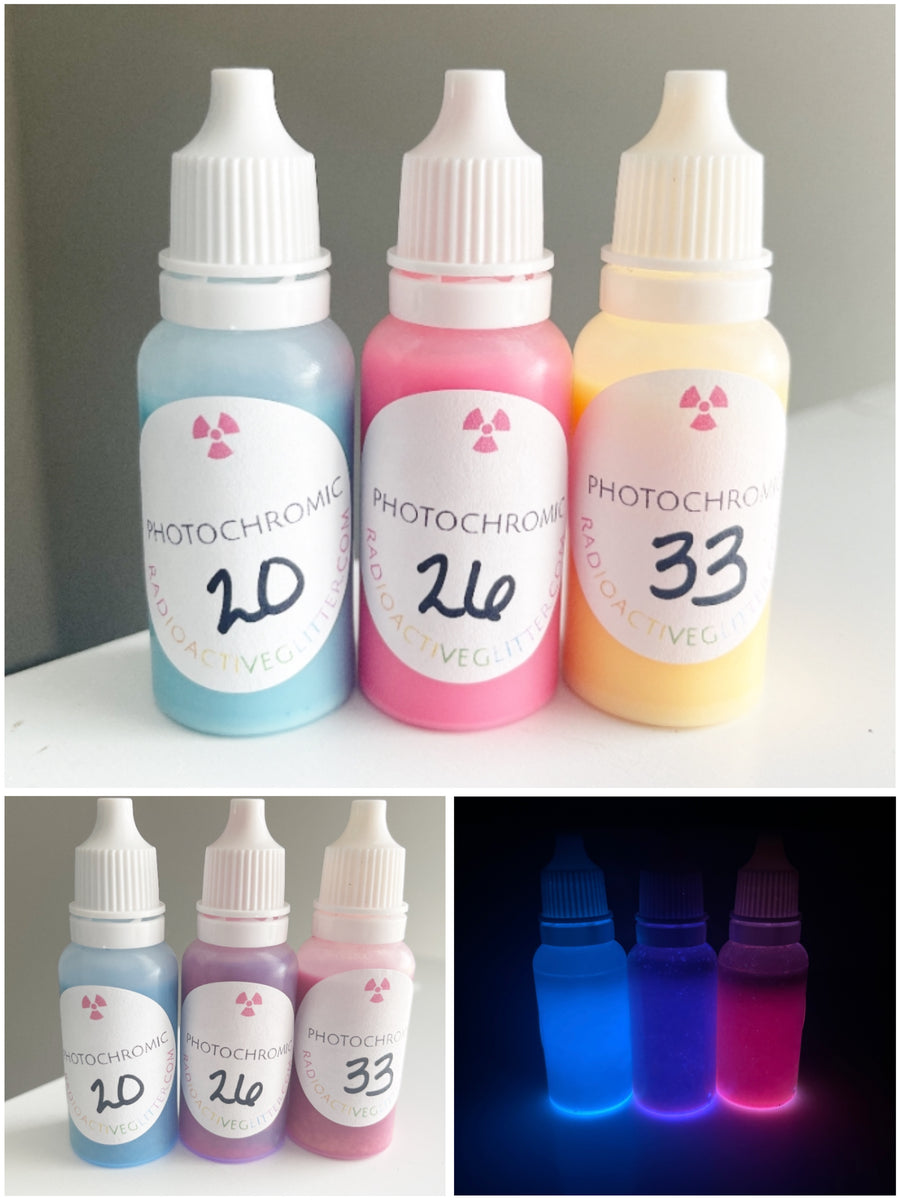 Photochromic Glow Inks Set & Mix Your Own – Radioactive Glitter
