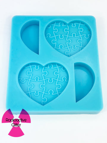 449 Puzzle Heart Straw Topper