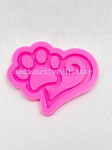 249 Half Heart Paw Silicone Mold