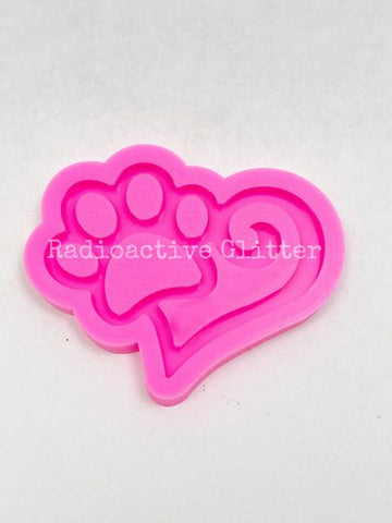 249 Half Heart Paw Silicone Mold